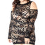 Glitter Seamless Cold Shoulder Long Sleeve Net Chemise - Curvy exposes skin from behind the web-like weave & exposed cutout shoulders & is perfect on its own or layered. (2)