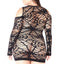 Glitter Seamless Cold Shoulder Long Sleeve Net Chemise - Curvy exposes skin from behind the web-like weave & exposed cutout shoulders & is perfect on its own or layered. (4)