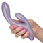 G-Love™ G-Thumper Rabbit Vibrator - with a pulsating, thumping head for external clitoral vibration and deep G-spot vibrations. in hand for size comparison
