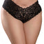 These floral lace panties for curvy women accentuate your rear assets & have a crotchless design w/ rolling pearls to gently massage you & a penetrating partner.