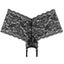 These floral lace panties for curvy women accentuate your rear assets & have a crotchless design w/ rolling pearls to gently massage you & a penetrating partner.