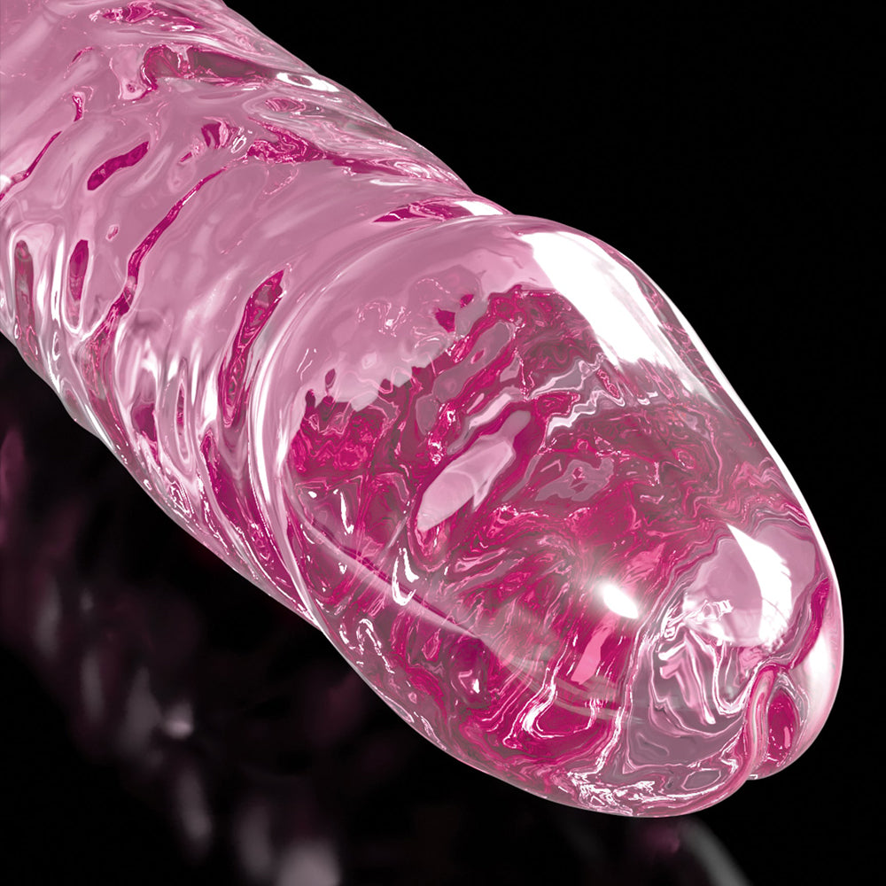 Icicles No. 86 Realistic Glass Dildo With Suction Cup is safe for vaginal or anal play & has a ridged phallic head, veiny shaft + removable suction cup for internal stimulation at any angle. 3