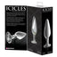  Icicles No. 26 Slim Glass Anal Plug has a tapered tip + a slim body for easy entry & is suitable for temperature play. Package.