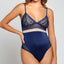 iCollection - Clover Teddy - 85026 - bodysuit has geometric lace details, a triangle-cut top & cheeky rear, all in a silky-smooth finish you won't be able to resist running your hands over. Navy.