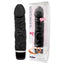 Silicone Classic Veiny Vibrator has 3 vibration speeds & 4 patterns, with a flexible waterproof shaft for easy cleaning & bathroom fun. Black.