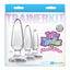 The Jelly Rancher Anal Plug Trainer Kit includes 3 tapered butt plugs in graduating sizes with flared suction cup bases, perfect for anal beginners. Clear-package.