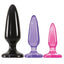 The Jelly Rancher Anal Plug Trainer Kit includes 3 tapered butt plugs in graduating sizes with flared suction cup bases, perfect for anal beginners. Multicolour.
