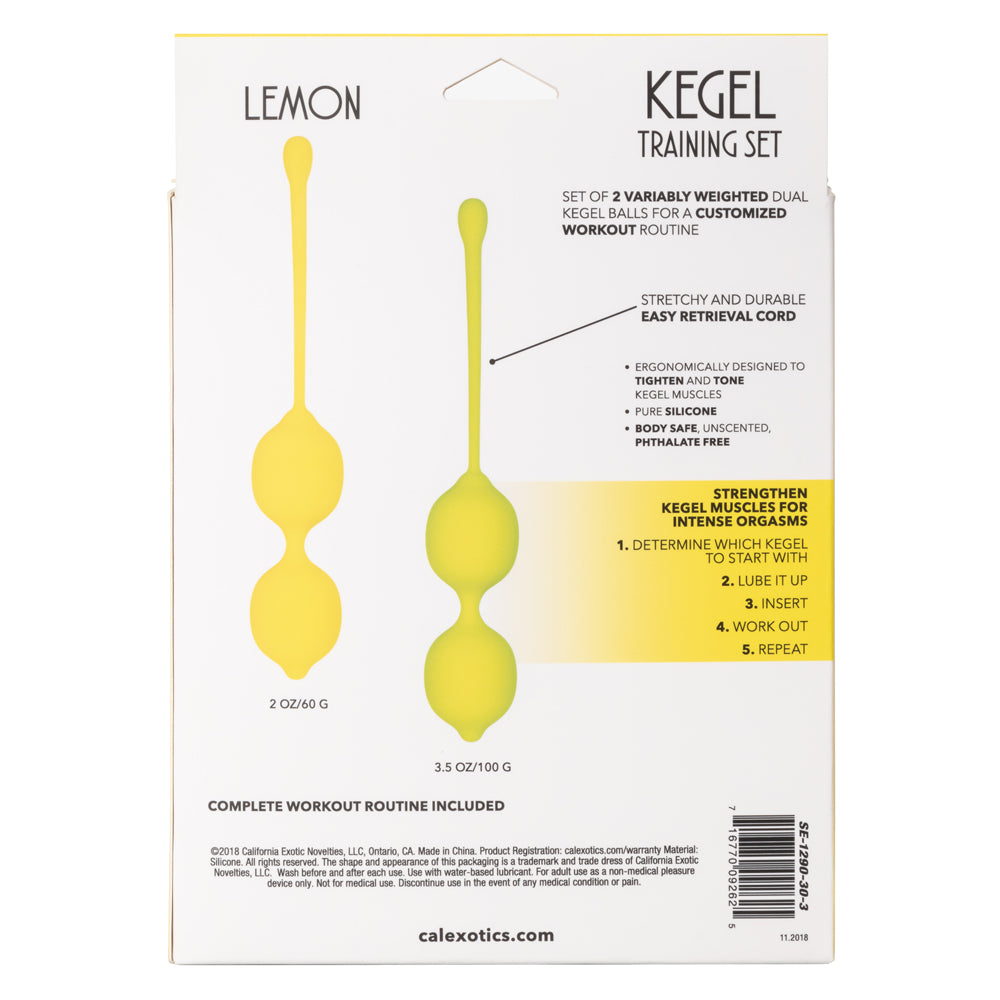 Kegel Training Set - Lemon - Squeeze, relax & repeat with the 2-piece weighted Lemon Kegel Training Set to revitalise, tone & strengthen your pelvic floor. 10