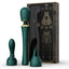 ZALO - Kyro Wand Massager - cordless wand vibrator has 11 vibration modes and 2 attachment heads. Green, package