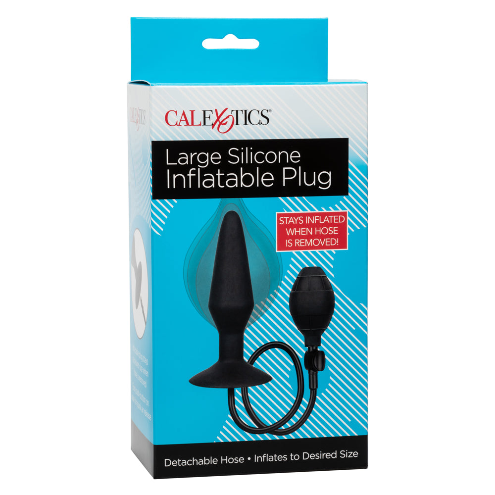 Large Silicone Inflatable Plug. This anal plug has a suction cup & an easy-squeeze hand bulb to inflate the plug. Black 11