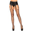 Leg Avenue Brielle Rhinestone Fishnet Thigh-High Stockings have dozens of hand-laid sparkling rhinestones against classic fishnet & unfinished tops to suit any garter belt. Black.