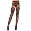 Leg Avenue Chelsea Floral Lace Suspender Pantyhose Stockings have a seamless high-waisted garter belt for a fuss-free suspender look & a sultry woven floral lace pattern.