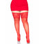 These classically sexy plus-size thigh-highs add 20-denier coverage to your legs & have 5" wide floral lace tops w/ silicone to stay up on their own. Red.