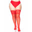 These classically sexy plus-size thigh-highs add 20-denier coverage to your legs & have 5" wide floral lace tops w/ silicone to stay up on their own. Red (2)