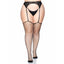Leg Avenue Gem Industrial Net Thigh-High Hold-Up Stockings - Curvy have unfinished tops for a simple, versatile look that suits any suspenders & goes w/ lingerie or everyday wear. (4)