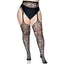 Leg Avenue Gia Scroll Lace Crotchless Garter Pantyhose - Curvy have an intricately woven scroll lace pattern w/ attached suspenders for a sexy gartered look. (4)