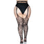 Leg Avenue Gia Scroll Lace Crotchless Garter Pantyhose - Curvy have an intricately woven scroll lace pattern w/ attached suspenders for a sexy gartered look. (5)