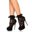 Leg Avenue Liora Lace Net Socks With Ruffle Cuff have a flirty lace ruffle cuff & intricate floral net pattern that's great for everyday wear or costumes. Black.
