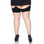 Leg Avenue Reese Fence Net Hold-Up Thigh-High Stockings - Curvy has a boxy fence net design that updates classic fishnets & wide comfort-band tops + a reinforced toe.2