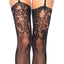 Leg Avenue Rey Jacquard Lace Top Fishnet Hold-Up Thigh-High Stockings have floral jacquard lace that extends from the knee up, perfect for wearing w/ everyday clothes or lingerie. Details.