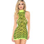  Leg Avenue Sheer Neon Zebra Print High Neck Mini Dress has zebra stripes that let your skin peek through the sheer mesh & a racer-cut design to show the sides of your bust & shoulders. (7)
