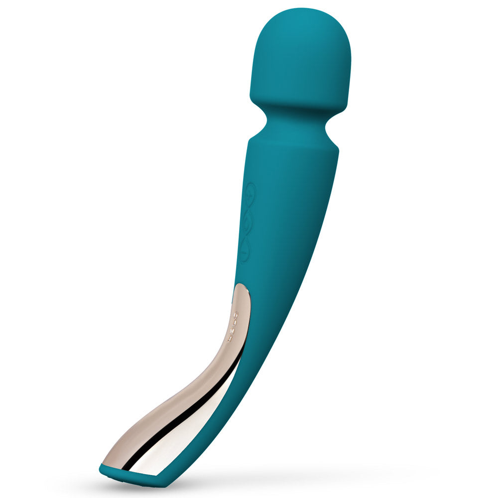 LELO Smart Wand 2 - Medium - wand vibrator has 10 vibrating modes, a sleek ergonomic handle for great grip & control + a long-lasting battery in a lightweight body. Ocean Blue