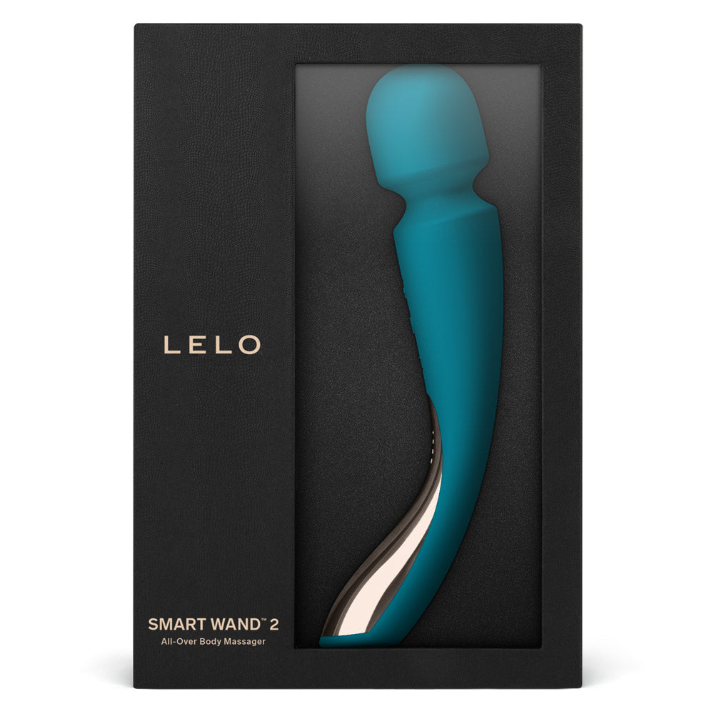 LELO Smart Wand 2 - Medium - wand vibrator has 10 vibrating modes, a sleek ergonomic handle for great grip & control + a long-lasting battery in a lightweight body. Ocean Blue 3