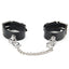 These flat leather cuffs have Western-style tipped tails, adjustable buckle w/ dual keepers & rotating O-rings to attach the connecting chain or other BDSM toys.
