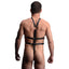 Strict - Male Body Harness - adjustable vegan leather straps & wraps around the neck, chest & waist w/ a metal cockring + cock & ball ring. (3)