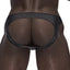 Male Power Barely There Moonshine Jockstrap is semi-sheer to let your skin peek out & has a backless rear for a window that shows off your buns. Black. (2)