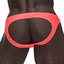 Male Power Barely There Moonshine Jockstrap is semi-sheer to let your skin peek out & has a backless rear for a window that shows off your buns. Coral. (2)