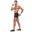 Male Power Butt-Ler Costume channels the Chippendale dancer look, including tuxedo-style trunks, wrist cuffs & a collar w/ an attached bowtie. (3)