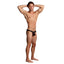 Male Power Euro Male Mesh Mini Pouch Thong lets your intimate assets peek through the see-through fabric while the cheeky-cut design bares your buns. Black. (2)