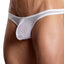 Male Power Euro Male Mesh Mini Pouch Thong lets your intimate assets peek through the see-through fabric while the cheeky-cut design bares your buns. White.