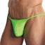This men's thong is made from stretchy fabric for a comfortable fit & supports your package in a seamed pouch while revealing your buns. Lime.