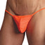 This men's thong is made from stretchy fabric for a comfortable fit & supports your package in a seamed pouch while revealing your buns. Orange.