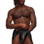 Male Power Fetish Eros Wet Look Gladiator Kilt Thong combines wet look w/ metal studs in a unique gladiator-style kilt that has an attached thong & crotch peephole to show off at sexy BDSM events. (5)