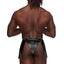 Male Power Fetish Eros Wet Look Gladiator Kilt Thong combines wet look w/ metal studs in a unique gladiator-style kilt that has an attached thong & crotch peephole to show off at sexy BDSM events. (6)
