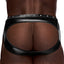 Male Power Fetish Uranus Wet Look Backless Jock Brief Harness in a suspender harness w/ backless jock briefs to boost your buns. (2)