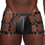 Male Power Fetish Vulcan Wet Look Cage Short Trunks comes in a comfortable boxer-style design w/ cage side cutouts & leash/cuff-compatible O-rings for sexy fun in private or at BDSM parties.