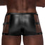 Male Power Fetish Vulcan Wet Look Cage Short Trunks comes in a comfortable boxer-style design w/ cage side cutouts & leash/cuff-compatible O-rings for sexy fun in private or at BDSM parties. (2)
