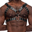 Male Power Gemini Faux Leather Chest Harness has 4 O-rings for compatibility w/ BDSM accessories + 6 adjustable shoulder, underarm & torso straps for a perfect fit. (2)
