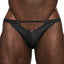 Male Power Magnificence Cutout Micro V Thong is made from luxuriously soft microfibre w/ a waist cutout to highlight your package & metal grommets for extra decorative detail... Black.