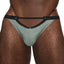 Male Power Magnificence Cutout Micro V Thong is made from luxuriously soft microfibre w/ a waist cutout to highlight your package & metal grommets for extra decorative detail... Jade.