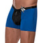 Male Power Officer Frisk-Em Sexy Police Costume has black & blue shorts w/ zip-front for fast access to your intimate assets, clip-on badge & collar w/ attached tie. (4)