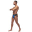 Male Power Retro Sport Panel Jockstrap features a colour-block design for a vintage varsity aesthetic & has supportive leg bands to boost your buns. Blue/Black. (2)