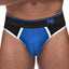 Male Power Retro Sport Panel Thong features a colour-block design for a vintage varsity aesthetic & shows off your buns beautifully. Blue/Black.