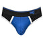  Male Power Retro Sport Panel Thong features a colour-block design for a vintage varsity aesthetic & shows off your buns beautifully. Blue/Black. (3)