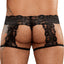 Male Power Scandal-Lace G-String Garter Short has thick floral lace trim that extends down your thighs & ends in thin garters for a sexy suspender effect. (3)