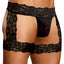 Male Power Scandal-Lace Micro Garter Short has thick floral lace waistband, suspenders & thigh garters for a seductive look. (1)